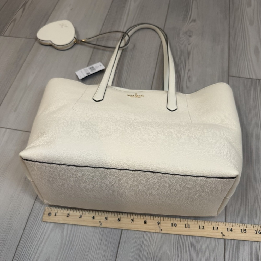 NWT Kate Spade KN624 Cece Pebbled Leather Large Tote Set In Meringue BEIGE - Picture 8 of 13